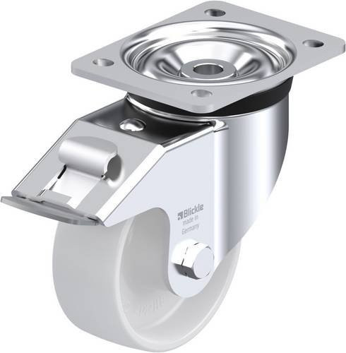 Blickle Lenkrolle LK-PO 127XR-FI mit Feststeller, silber/weiß, Tragfähigkeit: 400 kg, Rad-Durchmesser: 125 mm - Bild 1