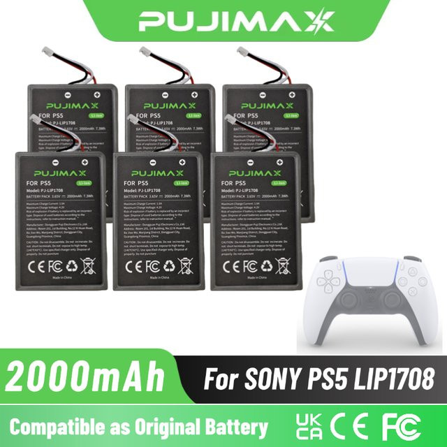 PUJIMAX Akku für Sony PS5 DualSense Controller CFI-ZCT1W mit 2000mAh Kapazität - Bild 1