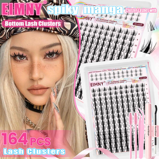 Eimny Fairy Lash Cluster Set, 164-teilig, Black, C-Curl, Natürliche Wimpernverlängerung - Bild 1