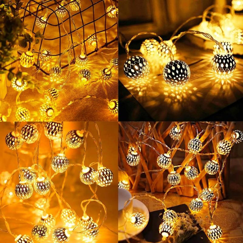 MIMIRGB Marokkanische Solar-Lichterkette mit 10 bunten LED-Kugeln für die Außendekoration, Multicolor, Länge: 150 cm - Bild 3