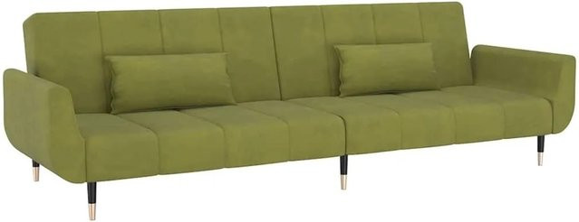 vidaXL Schlafsofa 2-Sitzer mit Schlaffunktion in Hellgrün aus Samt mit 2 Kissen - Bild 1