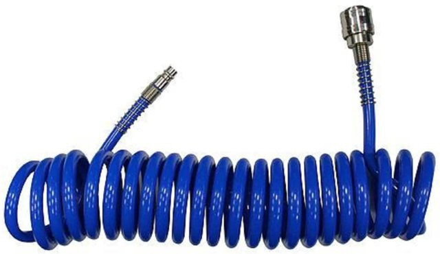 PROREGAL Sicherheits Spiral-Druckluftschlauch aus Kunststoff in Grün und Blau, Durchmesser: 8 x 10 mm - Bild 1