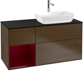 V&B Waschtischunterschrank Finion in Walnuss, lackiert, B/T/H: 120 x 50,1 x 50,1 cm - Bild 1