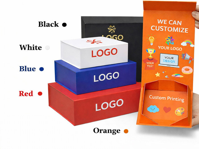 Luxuriöse magnetische Geschenkbox aus Papier in Blau für Schmuck, Kosmetik oder Kleidung mit individuellem Logo-Druck - Bild 1