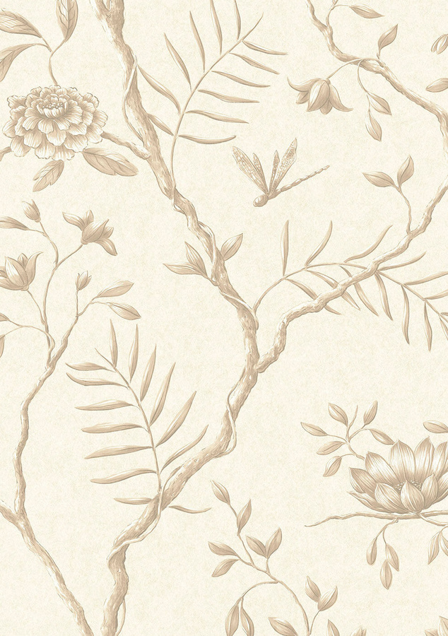 Lewis & Wood Tapete Jasper Peony in Mocha mit floralem Design und botanischen Motiven in Braun und Beige - Bild 1