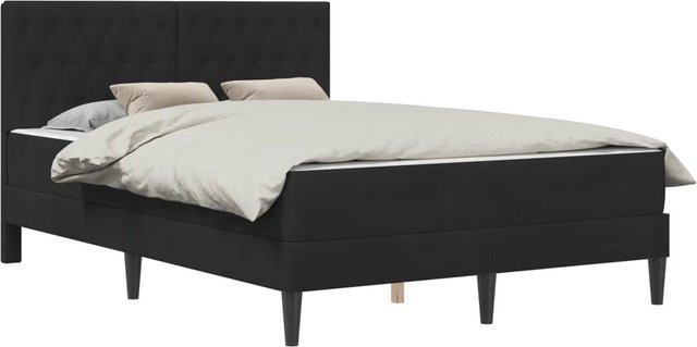 vidaXL Bettgestell mit Matratze und Kopfteil aus Samt in Schwarz, B/T/H: 120 x 200 x 96 cm - Bild 1