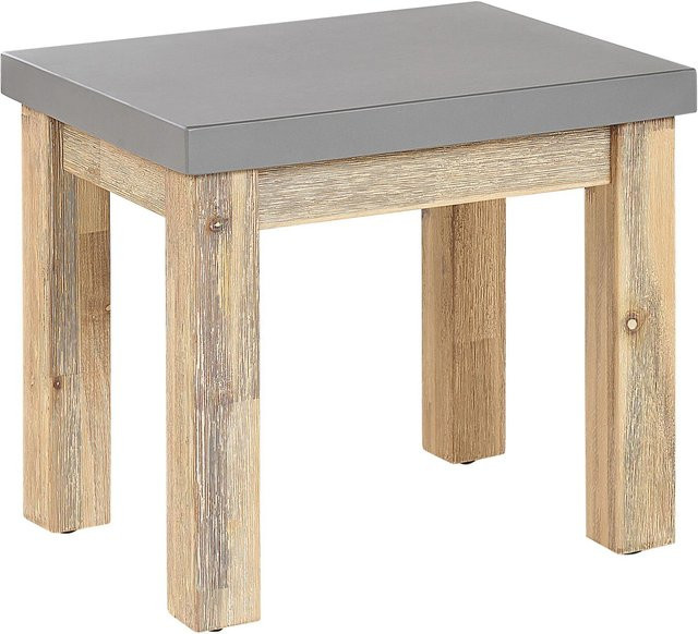 Beliani Gartenstuhl aus Akazienholz und Beton in Grau, Industrial Design, B/T/H: 40 x 50 x 45 cm - Bild 1