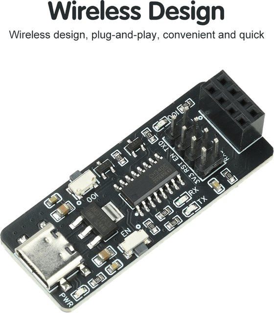 ESP-01/01S Drahtloses WiFi-Moduladapter ESP8266 Seriell zu WiFi mit CH340 Typ-C Anschluss, transparent/schwarz - Bild 1