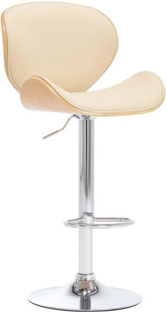 vidaXL Barhocker in Creme mit Kunstleder und verchromtem Metall, Höhe: 116 cm, Breite: 51 cm, Tiefe: 50 cm - Bild 1