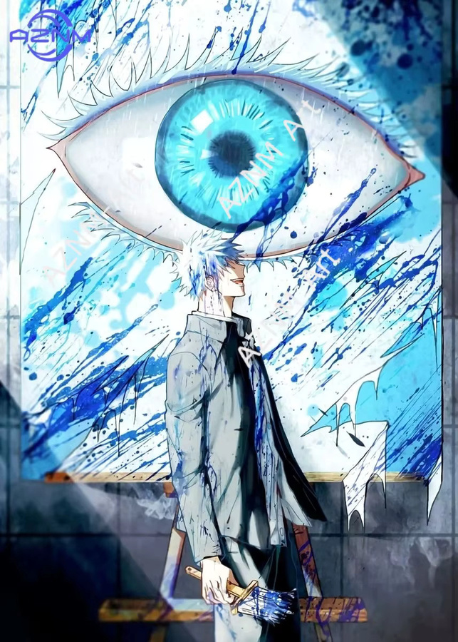 KAYOU Wandkunst Leinwandgemälde Satoru Gojo aus Jujutsu Kaisen als modernes Anime Poster für dein Wohnzimmer oder Schlafzimmer - Bild 4