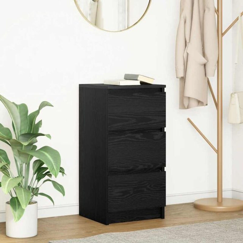 Sideboard vidaXL in Schwarz und Eichen-Optik aus Holzwerkstoff, B/T/H: 37,5 x 35 x 76 cm - Bild 1