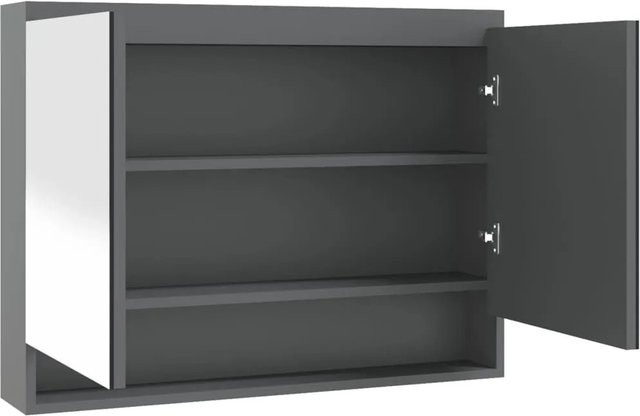 vidaXL Spiegelschrank fürs Bad in Grau, modern und matt, B/H/T: 80 x 60 x 15 cm - Bild 1
