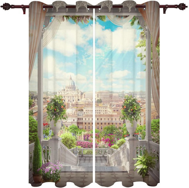 A Family Of Home Textiles Outdoor-Vorhang für Garten und Balkon, semi-transparent, Natur, Breite: 150 cm, Höhe: 166 cm - Bild 1