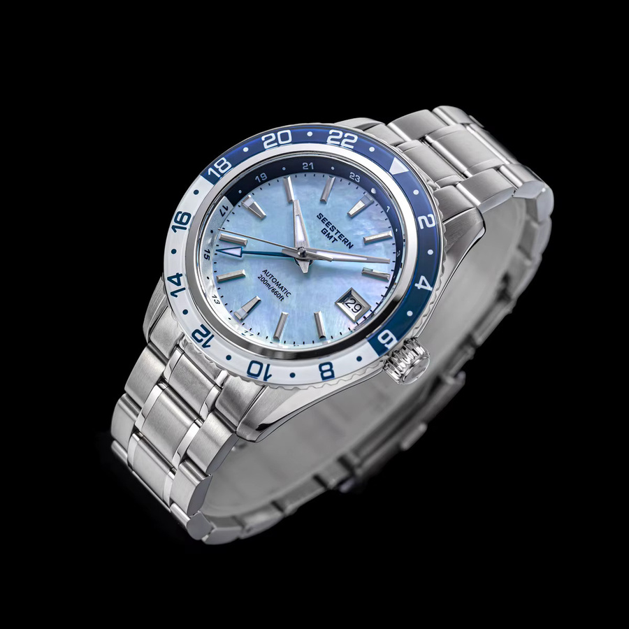 SEESTERN Armbanduhr GMT, Automatik, Edelstahl, Saphirglas, Blau, Herren - Bild 2