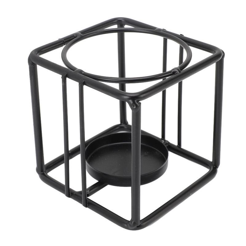 Koogeelife Teelicht-Halter aus Metall in Schwarz mit geometrischem Design als minimalistische Dekoration - Bild 3