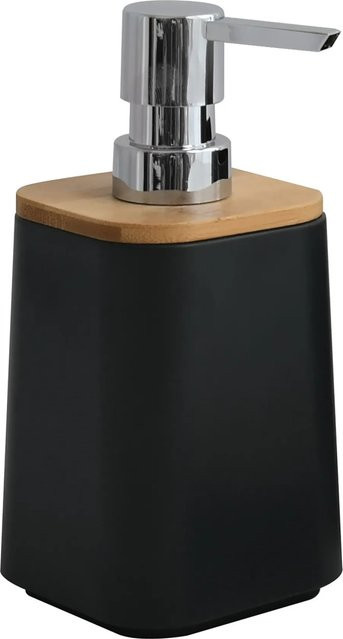 MSV Seifenspender Kamla aus Polystyrol und Bambus in Schwarz-Braun, Höhe: 16,9 cm, Durchmesser: 8 cm - Bild 1