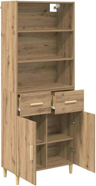 vidaXL Highboard Artisan-Eiche in Braun mit Türen und Schubladen, B/T/H: 69,5 x 32,5 x 180 cm - Bild 1