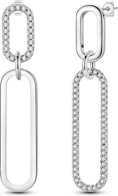 parmuz Ohrringe, 925 Silber, Zirkonia, Damen, asymmetrisch, geometrisch - Bild 1
