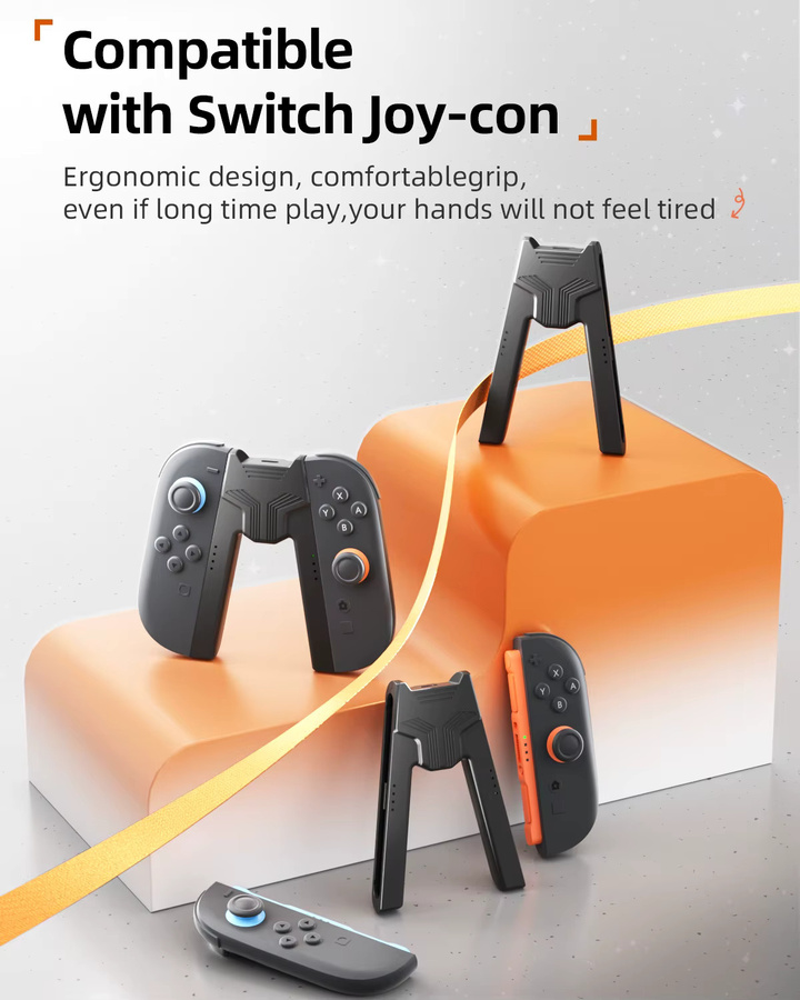 Aolion Tragbare Lade-Halterung für Nintendo Switch 2 Joy-Con Controller mit Grip-Halterung, Schwarz - Bild 3