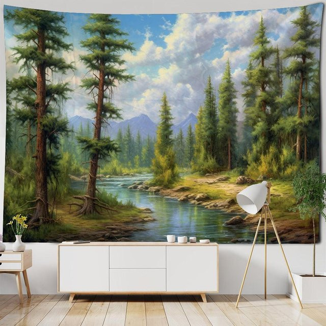 Waldlandschaft Wandteppich JMG Household Supplies mit Naturmotiv in Mehrfarbig, B x H: 70 x 100 cm - Bild 1