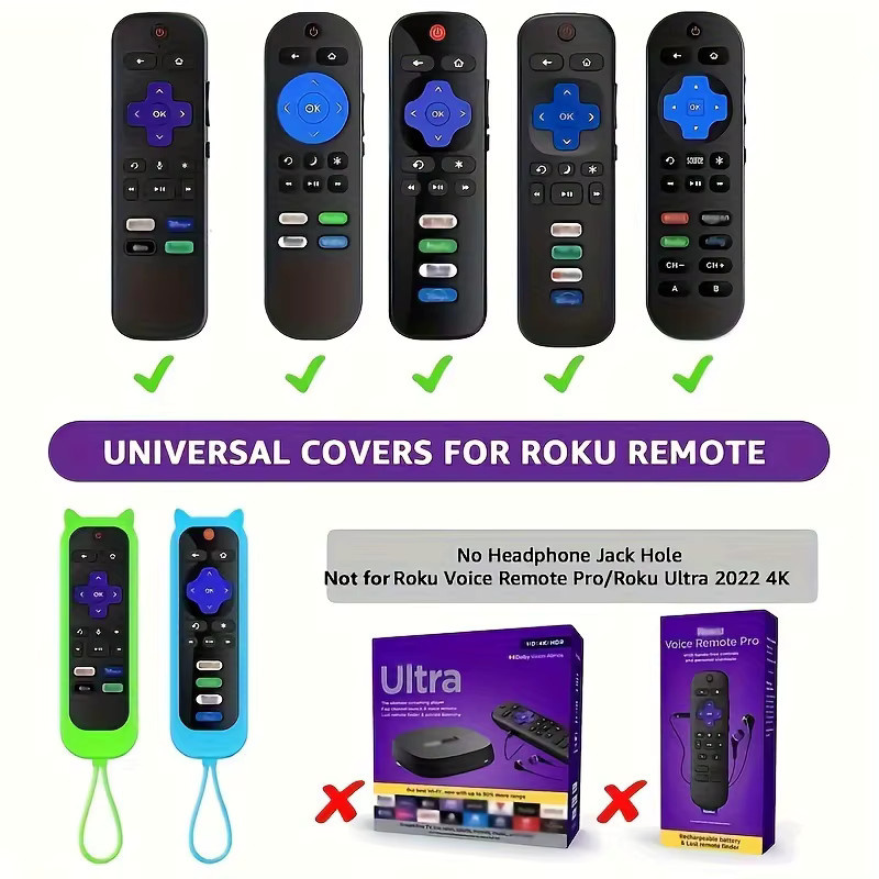 Universal-Fernbedienungsabdeckung aus Silikon in Grün mit Trageband, im Dunkeln leuchtendes Fernbedienungsgehäuse, kompatibel mit TCL, Hisense und Roku TV Remote - Bild 3