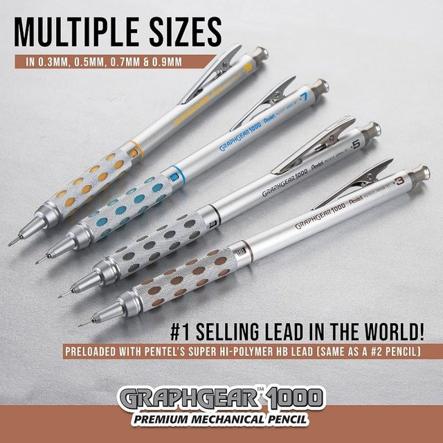 Pentel Graph Gear 1000 Druckbleistift mit Metallgehäuse in Silber - Bild 1