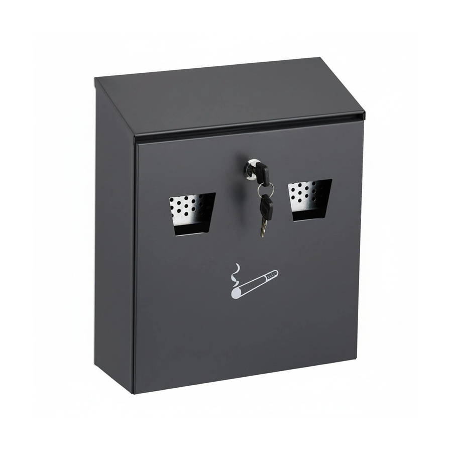 Abschließbarer Wandaschenbecher aus Eisen von Relaxdays in Anthrazit, B/H/T: 30 x 26 x 9,5 cm - Bild 2