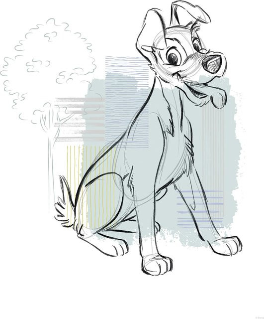 Komar Disney Lady and the Tramp Hello Tramp Paper Poster Blau, Breite: 30 cm, Höhe: 40 cm - Bild 1