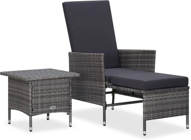 Furnicato 2-tlg Gartenlounge-Set aus Poly-Rattan mit Kissen in Grau/Anthrazit - Bild 1