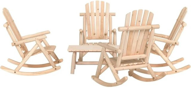 vidaXL 5-tlg Garten-Lounge-Set aus Massivholz Fichte in Beige - Bild 1