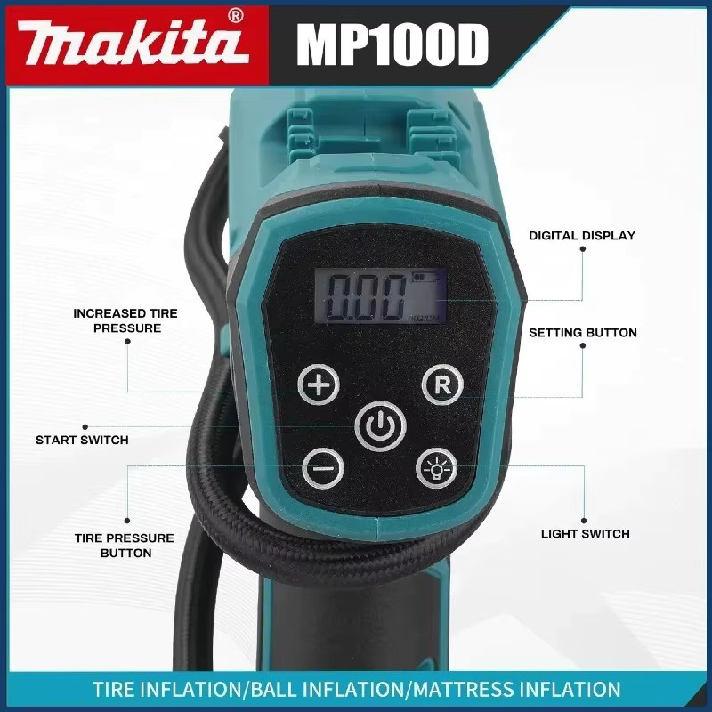 Makita Elektrische Luftpumpe Inflator als automatischer Luftkompressor für 18V Akku in Petrol - Bild 5