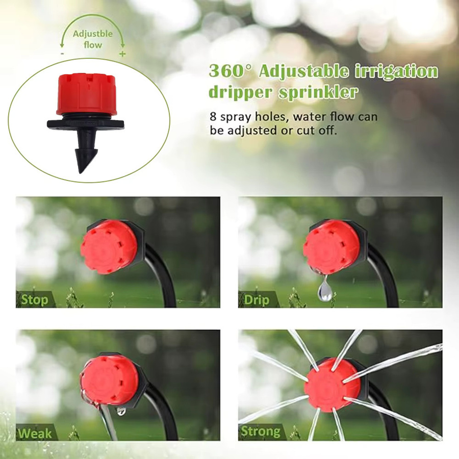 Automatisches Tropfbewässerungsset für Garten, Gewächshaus und Pflanzen mit 1/4 Zoll Düsen für eine Reichweite von 10–30 m - Bild 3