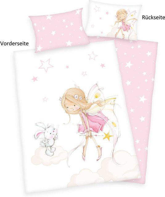 Herding Little Fairy Flanell-Bettwäsche aus Baumwolle Made in Green, reversible, B/H: 100 x 135 cm und B/H: 40 x 60 cm - Bild 1