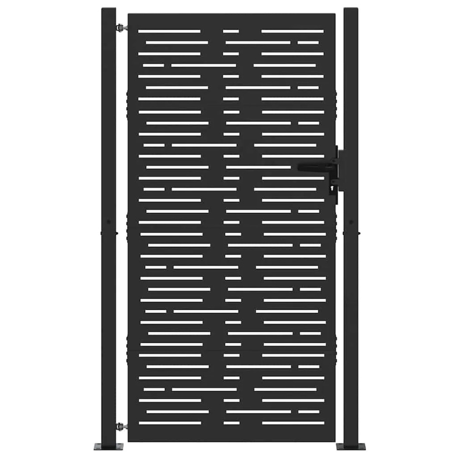 vidaXL Gartentor Schwarz aus pulverbeschichtetem Stahl B/H: 105 x 200 cm - Bild 2
