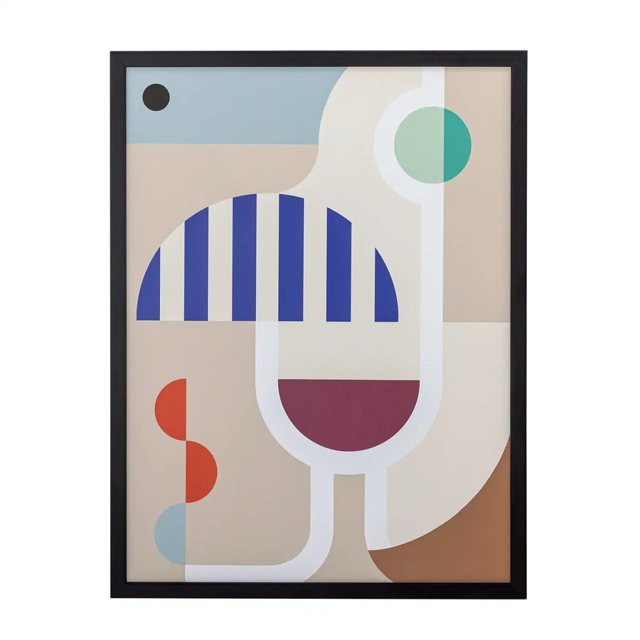 Bloomingville Gerahmte Illustration Wine in Schwarz und Multicolour aus Kiefernholz, B: 32 cm, H: 42 cm - Bild 1