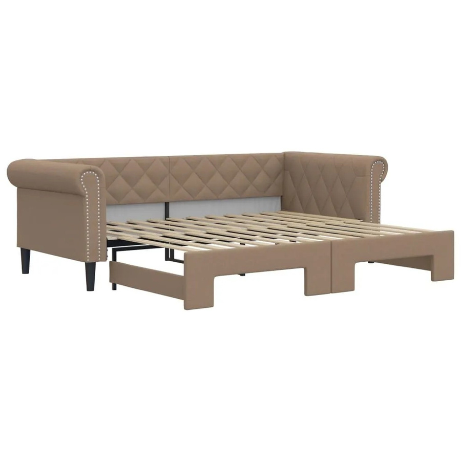 vidaXL Ausziehbares Tagesbett in Cappuccino mit Kunstleder-Bezug, B/T/H: 90 x 200 x 68 cm - Bild 2
