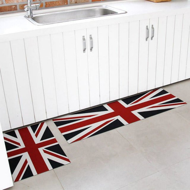 VIKAMA Küchenteppich im Vintage-Design mit britischer Flagge, Mehrfarbig, B/T: 60 x 40 cm - Bild 1