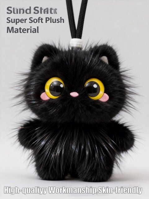 Schlüsselanhänger Schwarze Katze, Plüsch, 12 cm, Kinder - Bild 1