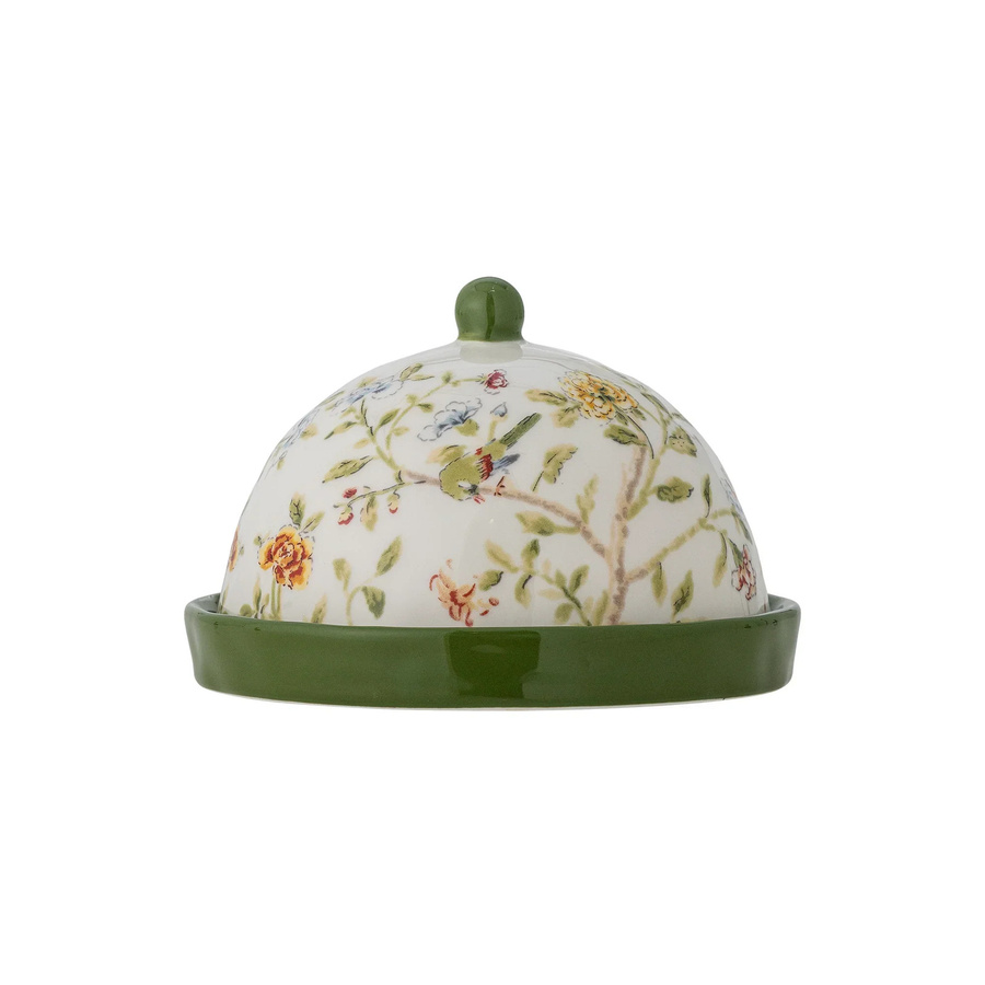 Bloomingville Butterdose Bloomie aus Steingut mit floralem Design, Multicolor, Durchmesser: 16 cm - Bild 1