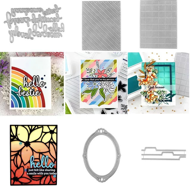 Bam Box Pop-up Schnee Wort Retro Blumenrahmen Stempel und Stanzformen für DIY Scrapbooking und Bastelarbeiten in Multicolour - Bild 1