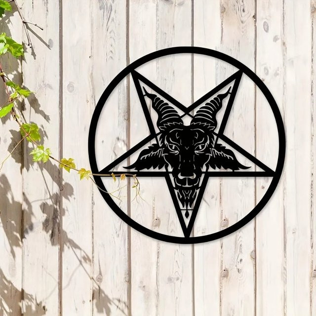 CIFBUY Baphomet-Siegel Wandkunst aus Metall in Schwarz mit geometrischem Tier-Design - Bild 1
