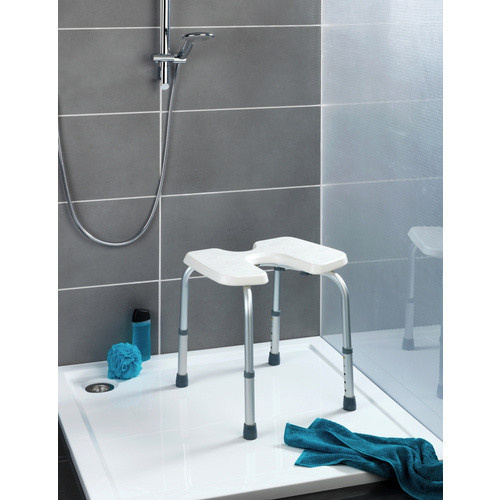 Wenko Duschhocker Secura höhenverstellbar in Weiß und Aluminiumfarben, B/T/H: 46 x 46 x 53,5 cm - Bild 2