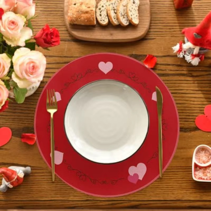 VIKAMA Runde Liebesmatte für Valentinstag in Rot zur Tischdekoration - Bild 3