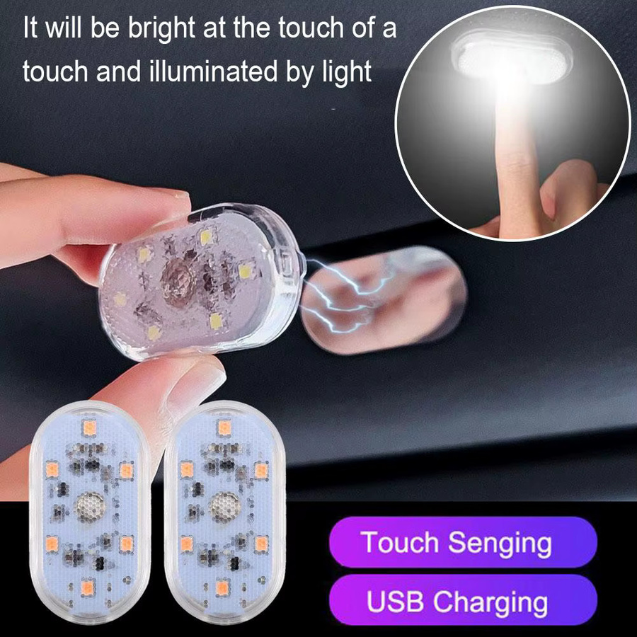 Drahtlose LED Auto Innenbeleuchtung mit Touch-Funktion und USB-Ladefunktion in Weiß - Bild 3