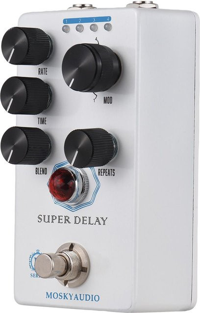 MOSKYAUDIO Super Delay Gitarren-Effektpedal mit 4 Modi in Weiß - Bild 1