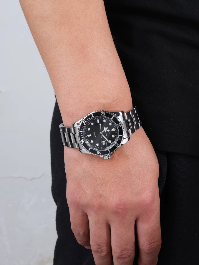 RICECGO Armbanduhr Edelstahl, Quarz, Schwarz, Herren - Bild 3