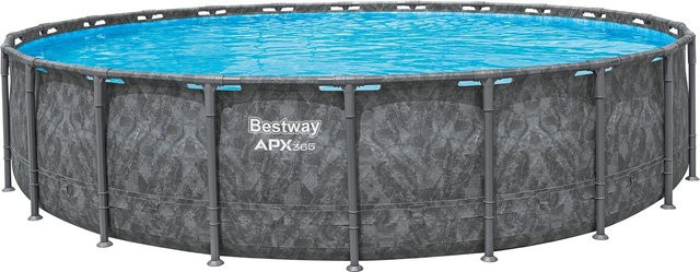 Bestway APX365 Solo Pool winterfest, rund, Marmor-Optik Dunkel Grau, Durchmesser: 671 cm, Höhe: 132 cm - Bild 1