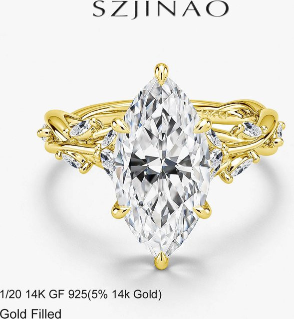 szjinao Verlobungsring 585 Gold, Moissanit, Diamant, Damen - Bild 1