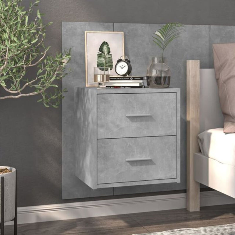 Modernes Wand-Nachttisch von vidaXL in Betongrau aus Holzwerkstoff und Beton, B: 48,5 cm, H: 32,5 cm, T: 80 cm - Bild 1