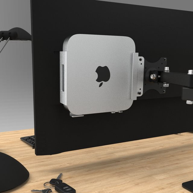 PieSteel Mac Mini Halterung in Silber zur Montage hinter dem Monitor oder unter der Schreibtisch-VESA-Erweiterung - Bild 1